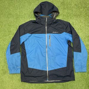 Eddie Bauer Weatheredge PLUS Men Hooked Shell Waterproof Ski Jacket XL Blue